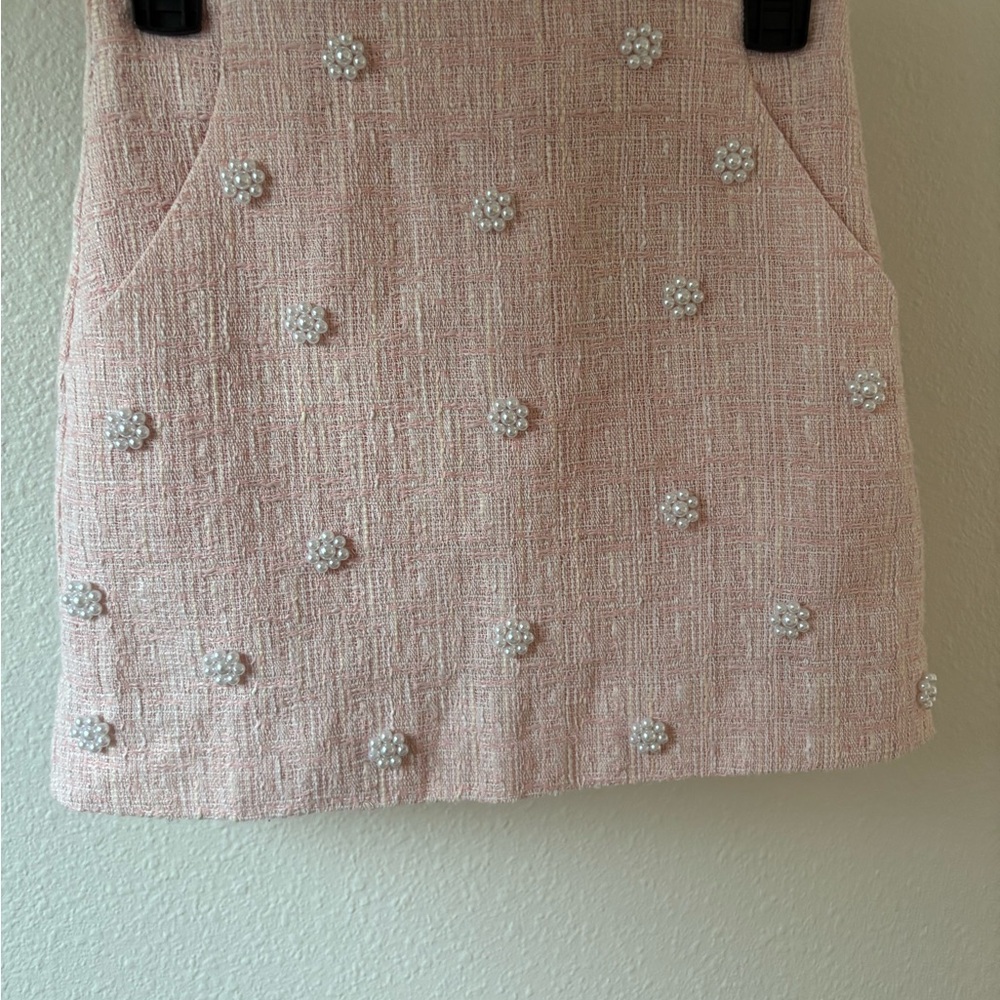 Elegant Pink Skirt with Pearl Embellishments